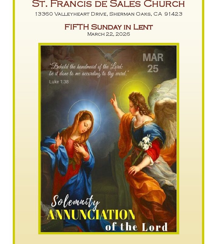 Weekly Bulletin, 5th Sunday of Lent, March 22, 2026