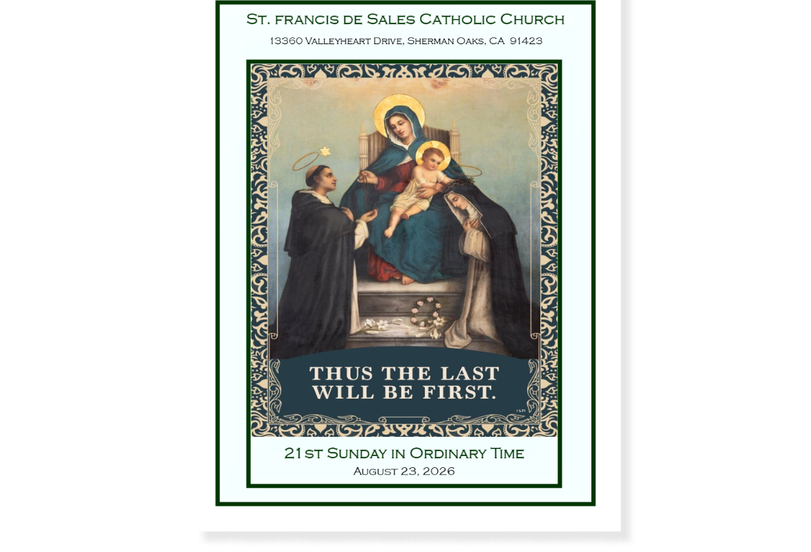 Weekly Bulletin 21st Sunday in Ordinary Time, August 23, 2026