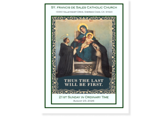 Weekly Bulletin 21st Sunday in Ordinary Time, August 23, 2026